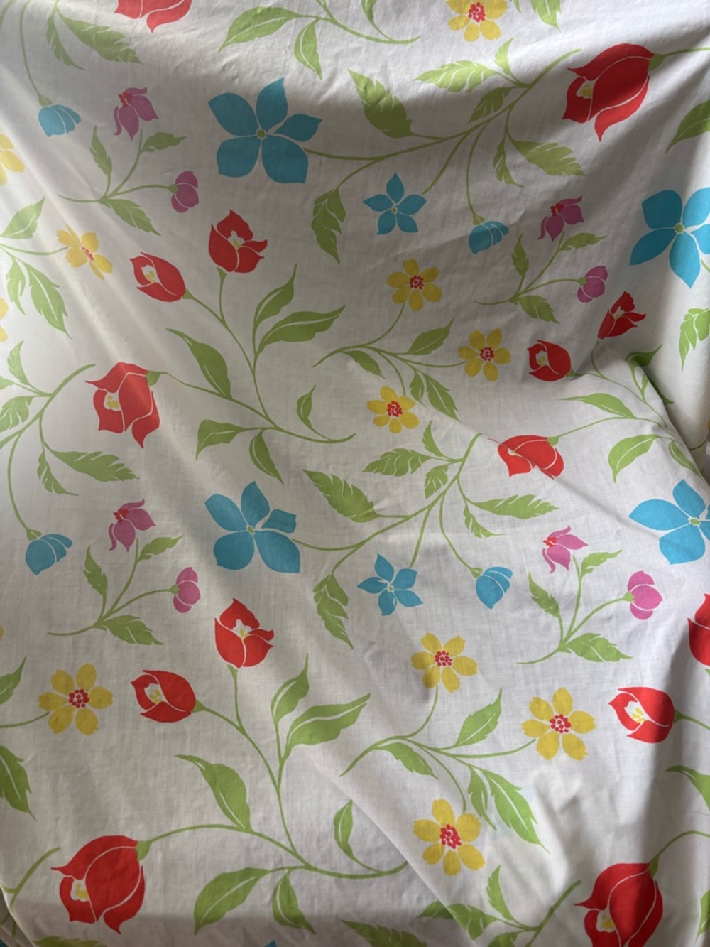 Vintage Cannon Full Fitted Sheet Floral Tulip Daisy